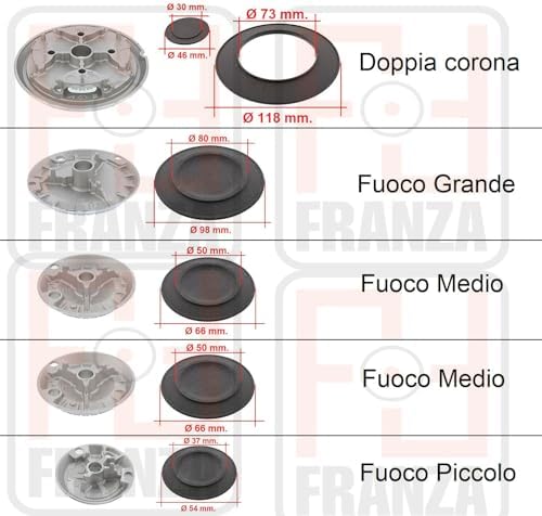  AEG Rex Zanussi - Kit 5 Bruciatori Originali Completo con 4 Piastre di Cuoio + Crociera Duale per Supplieria a 5 Brucia
