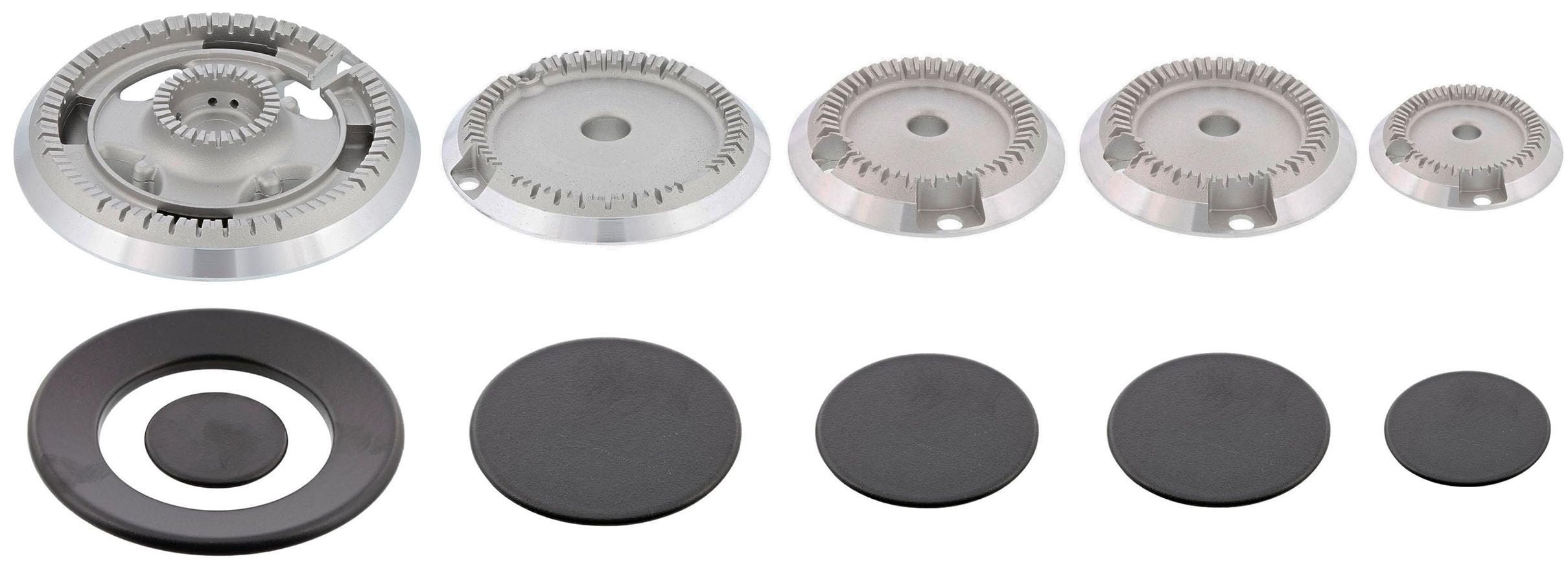  AEG Rex Zanussi - Kit 5 Bruciatori Originali Completo con 4 Piastre di Cuoio + Crociera Duale per Supplieria a 5 Brucia